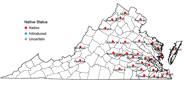 Locations ofNymphaea odorata Aiton ssp. odorata in Virginia