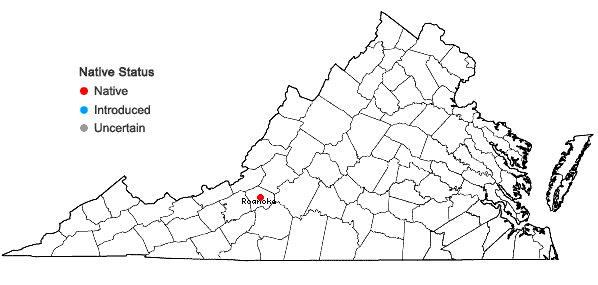 Locations ofPlagiochila praemorsa Steph. in Virginia