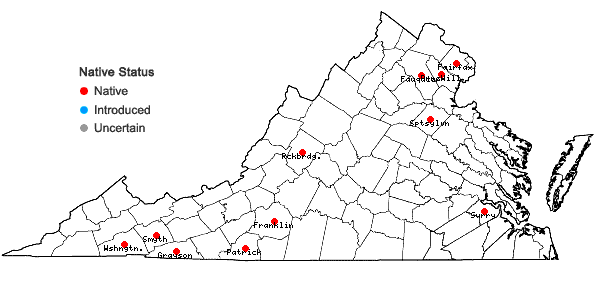 Locations ofPlagiomnium rostratum (Schrad.) T.J. Kop. in Virginia