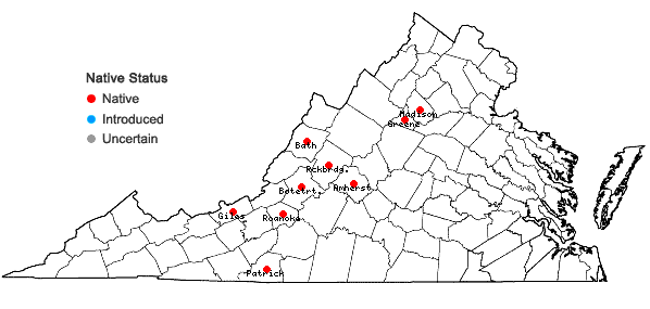 Locations ofPlatydictya confervoides (Brid.) H.A. Crum in Virginia