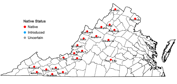 Locations ofPleurozium schreberi (Willd. ex Brid.) Mitt. in Virginia