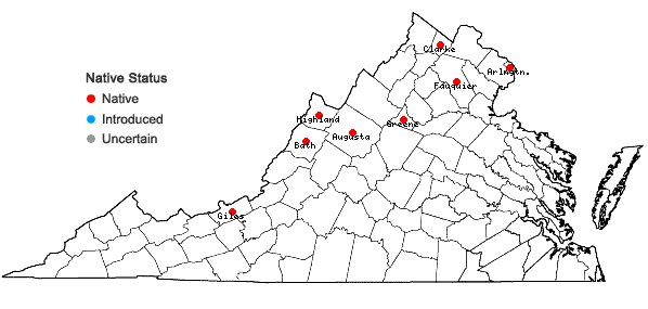 Locations ofPoa palustris L. in Virginia