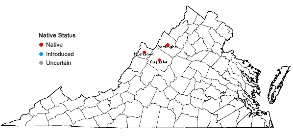 Locations ofPoa saltuensis Fern. & Wieg. in Virginia