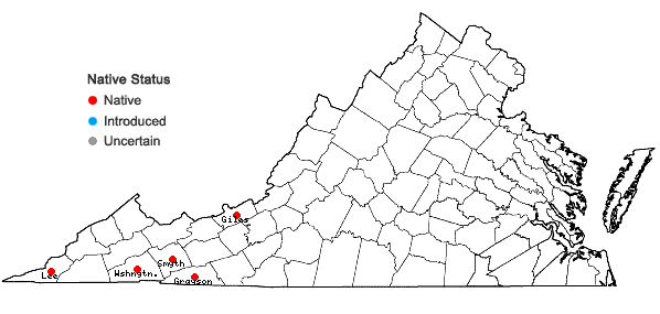 Locations ofPohlia elongata Hedwig in Virginia