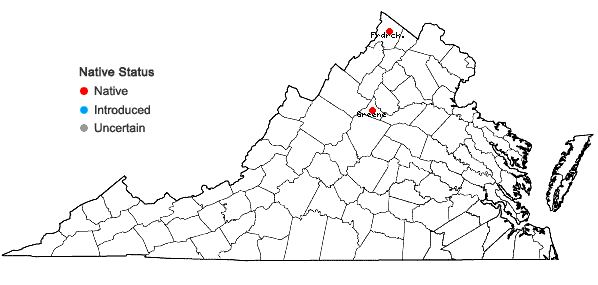 Locations ofPohlia lescuriana (Sullivant) Ochi in Virginia