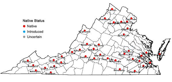 Locations ofPohlia nutans (Hedw.) Lindb. in Virginia