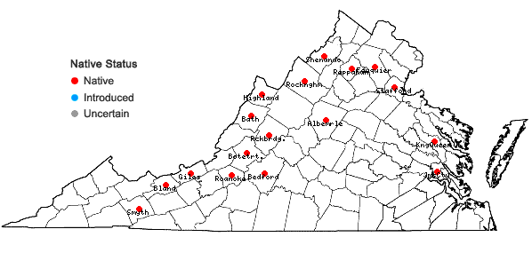 Locations ofPohlia wahlenbergii (F. Weber & D. Mohr) A.L. Andrews in Virginia
