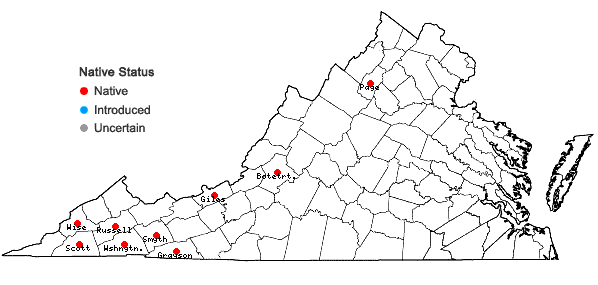Locations ofPolytrichastrum pallidisetum (Funck) G. L. Sm. in Virginia