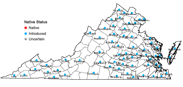 Locations ofPortulaca oleracea L. in Virginia