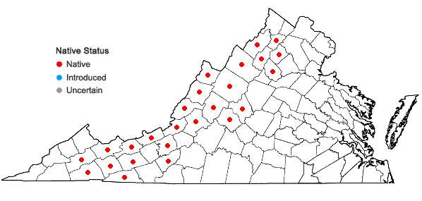 Locations ofPrunus pensylvanica L.f. in Virginia