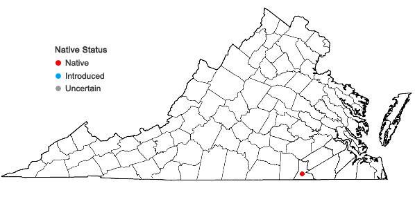 Locations ofPseudolycopodiella caroliniana (L.) Holub in Virginia