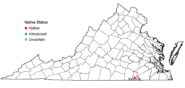 Locations ofPseudolycopodiella caroliniana (L.) Holub in Virginia