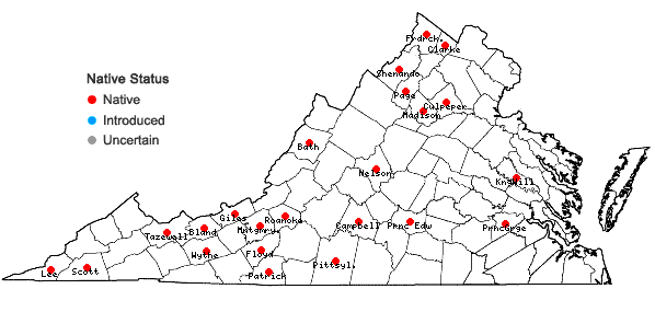 Locations ofRanunculus fascicularis Muhl. ex Bigelow in Virginia