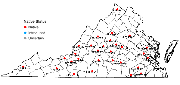 Locations ofReboulia hemisphaerica (L.) Raddi in Virginia