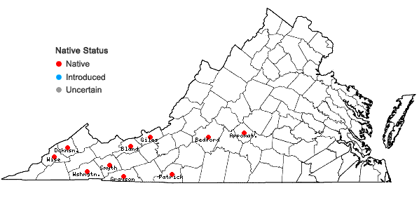 Locations ofRhizomnium appalachianum T. J. Kop. in Virginia