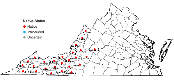 Locations ofRhododendron calendulaceum (Michx.) Torr. in Virginia