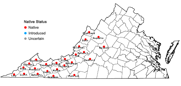 Locations ofRibes cynosbati L. in Virginia