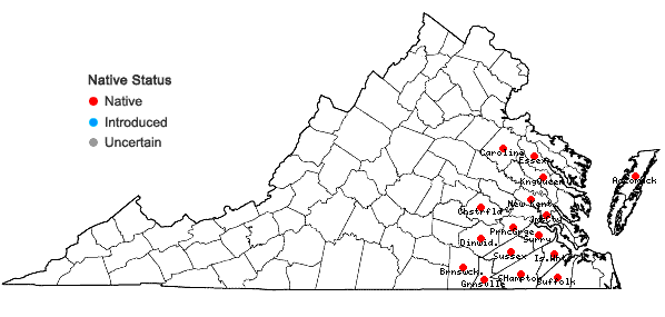 Locations ofSarracenia purpurea L. in Virginia