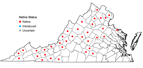 Locations ofSematophyllum demissum (Wilson) Mitt. in Virginia