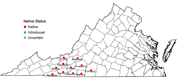 Locations ofSilphium connatum L. in Virginia
