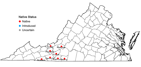 Locations ofSilphium perfoliatum L. var. connatum (L.) Cronq in Virginia