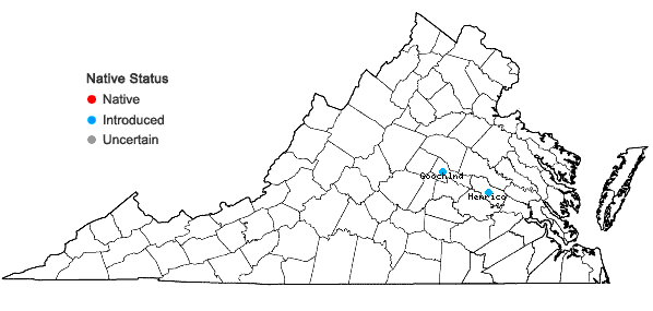 Locations ofSilybum marianum (L.) Gaertn. in Virginia