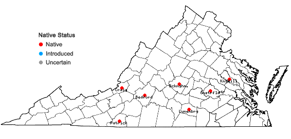 Locations ofSolenostoma fossombronoides (Aust.) Schust. in Virginia