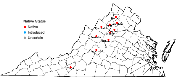 Locations ofSolidago randii (Porter) Britt. in Virginia