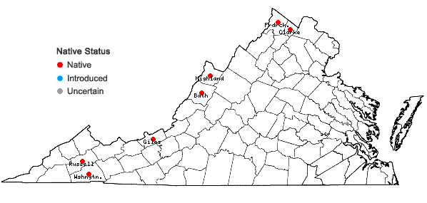Locations ofSparganium emersum Rehmann in Virginia