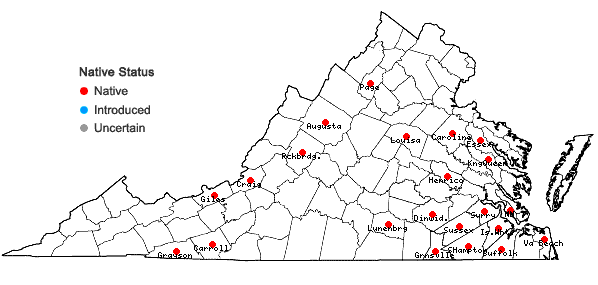 Locations ofSphagnum bartlettianum Warnstorf in Virginia