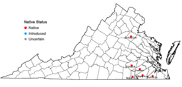 Locations ofSphagnum carolinianum R. E. Andrus in Virginia
