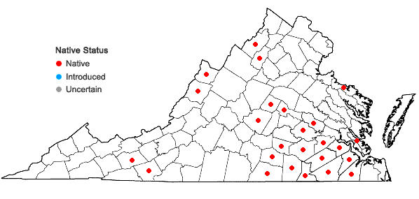 Locations ofSphagnum compactum Lam. & DC. in Virginia