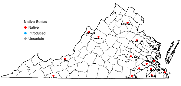 Locations ofSphagnum magellanicum Bridel in Virginia