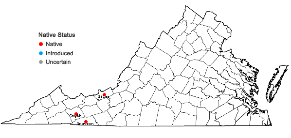 Locations ofSphagnum rubellum Wilson in Virginia