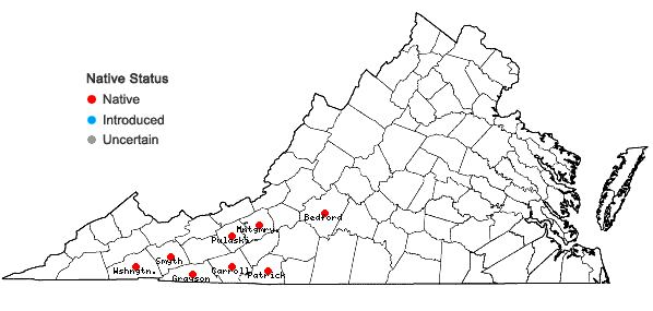 Locations ofStachys latidens Small ex Britt. in Virginia
