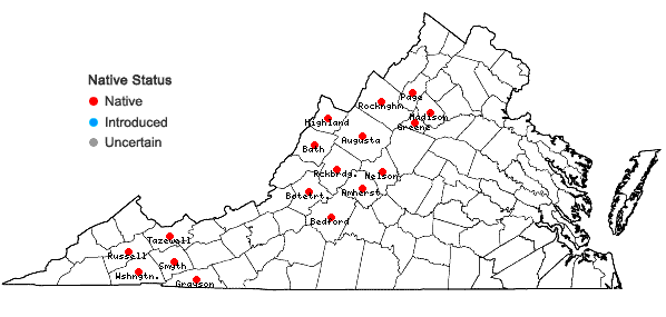 Locations ofStreptopus lanceolatus (Ait.) Reveal in Virginia