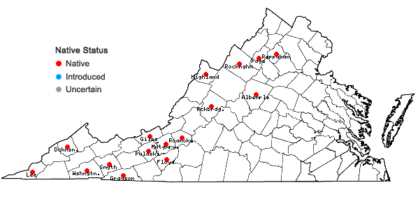 Locations ofTrichostomum tenuirostre (Hook. & Taylor) Lindb. var. tenuirostre in Virginia