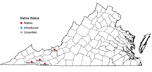 Locations ofTritomaria exsecta (Schmidel) Schiffn. ex Loeske in Virginia