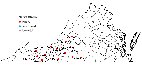Locations ofTsuga caroliniana Engelm. in Virginia