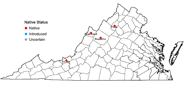 Locations ofViburnum lentago L. in Virginia