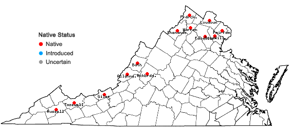 Locations ofZanthoxylum americanum P. Mill. in Virginia
