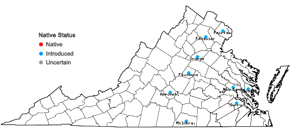 Locations ofZea mays L. ssp. mays in Virginia