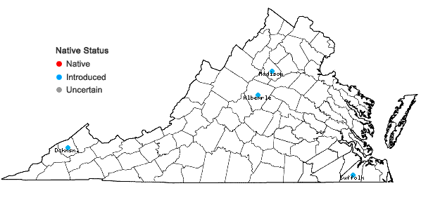 Locations ofActinidia chinensis Planch. in Virginia
