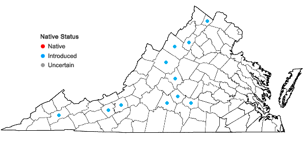 Locations ofAegilops cylindrica Host in Virginia