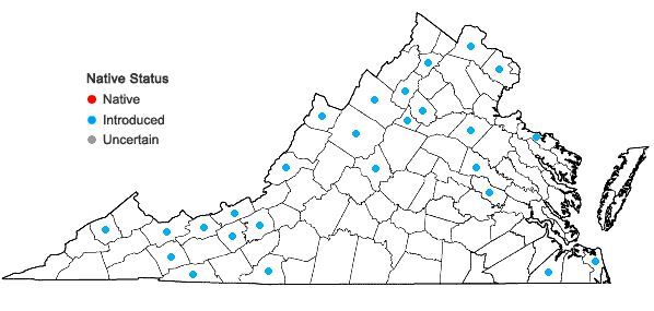 Locations ofAgrostis capillaris L. in Virginia