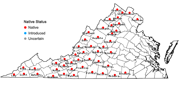 Locations ofAllium cernuum Roth in Virginia