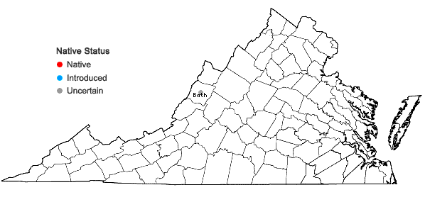 Locations ofAlopecurus aequalis Sobol. var. aequalis in Virginia