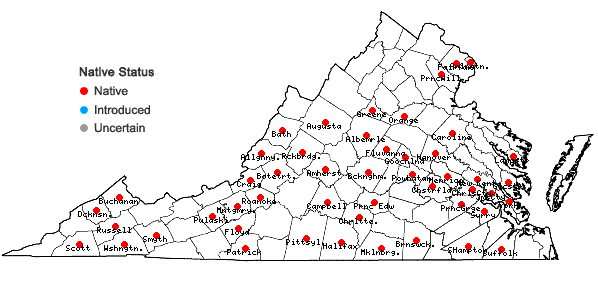 Locations ofAntennaria solitaria Rydb. in Virginia