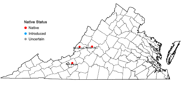 Locations ofAstragalus neglectus (Torr. & Gray) Sheldon in Virginia