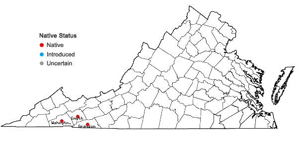 Locations ofBazzania nudicaulis A. Evans in Virginia